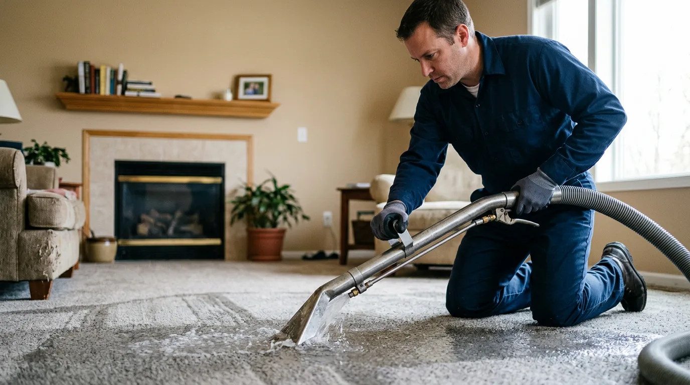 Water damage restoration technician working near Crestline, CA